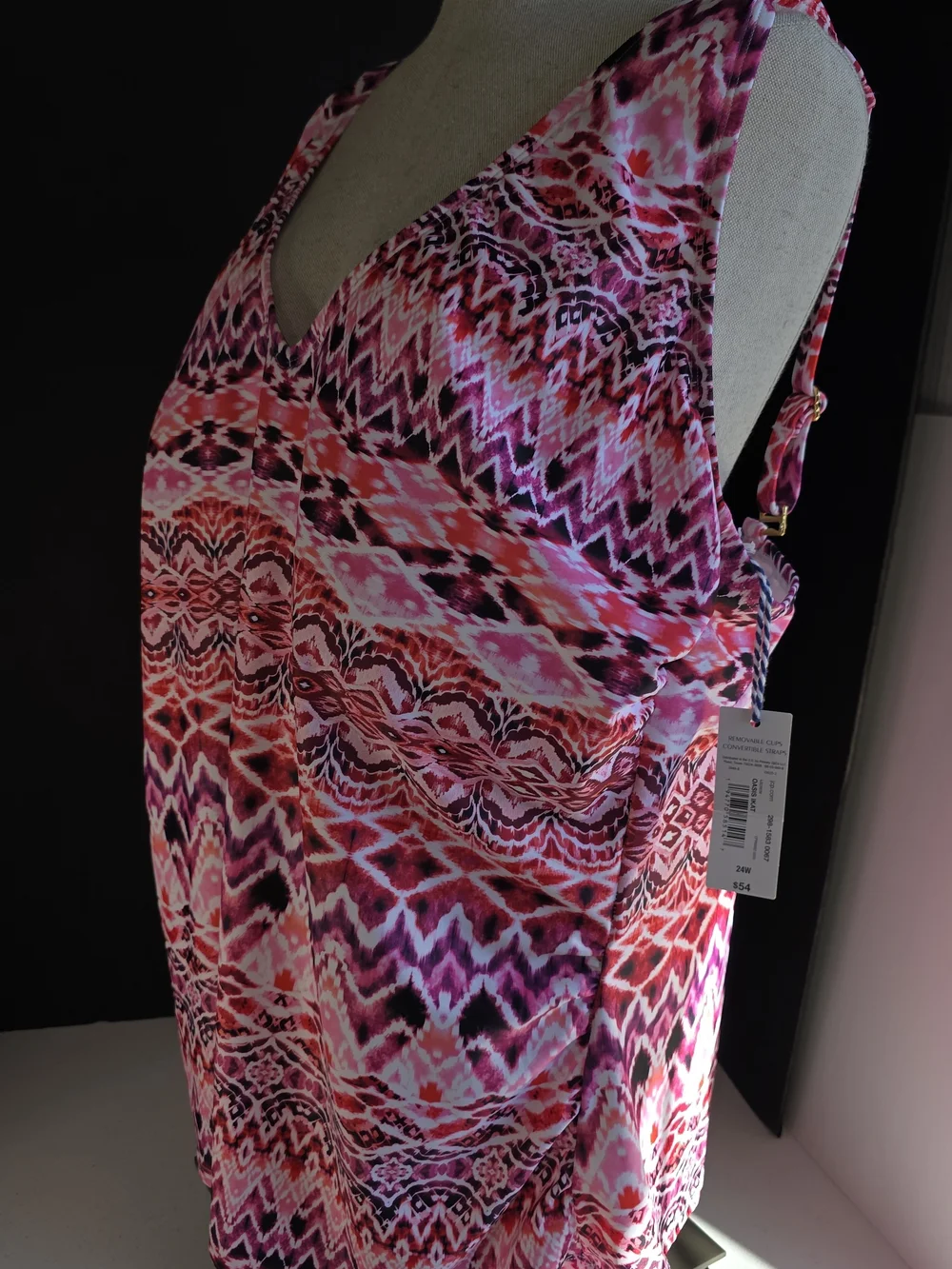 Sonnet Shores Floral Groove V-Neck Pink Geometric Swim Tank Top Tankini 24W